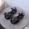 thumbnail image 2 of Girl's Sandals Toddler Kids Mary Jane Flat Shoes Peep Toe Glitter Rhinestone Bowtie Summer Cute Princess Dress Shoes Black 11.5 Little Kid, 2 of 5