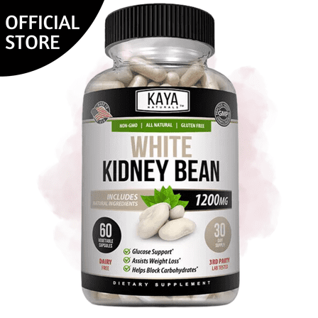 Kaya Naturals White Kidney Bean - Carb Blocking Supplement - 100% Pure Fat Absorber for Weight Support, Helps Metabolize Fats, Clinically Tested, Promotes Healthy Body Weight - 60 Capsules