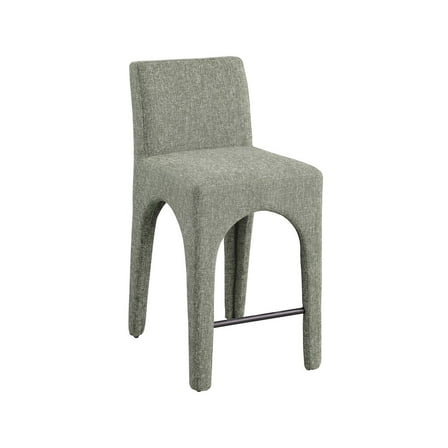 Meridian Furniture Gramercy Green Linen Textured Fabric Stool