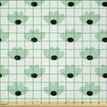 thumbnail image 2 of Ambesonne Floral Fabric by the Yard Microfiber, Simplistic Flowers Print, 3 Yards, Almond Green Black and White, 2 of 2