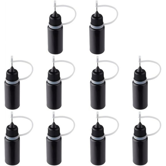 PE Black Tip Applicator Bottles 10ml Precision Needle Tip Applicator Bottles Glue Bottle Squeeze Bottle for UV Resin Glue Artwork Black 2.1x7.5cm Capacity: 10ml(0.34fl. oz)