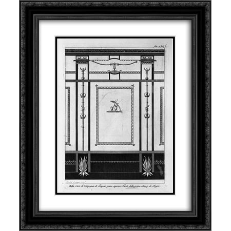Giovanni Battista Piranesi 2x Matted 20x24 Black Ornate Framed Art Print 'In the House of Pompeii, the upper floor wall of the first room of