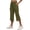 Army Green, variant on Womens High-Waist Straight-Leg Capri Pants with Curved Side-Slit Hem and Elastic-Waist, Elegant Style for smart casual events Blue XXXL