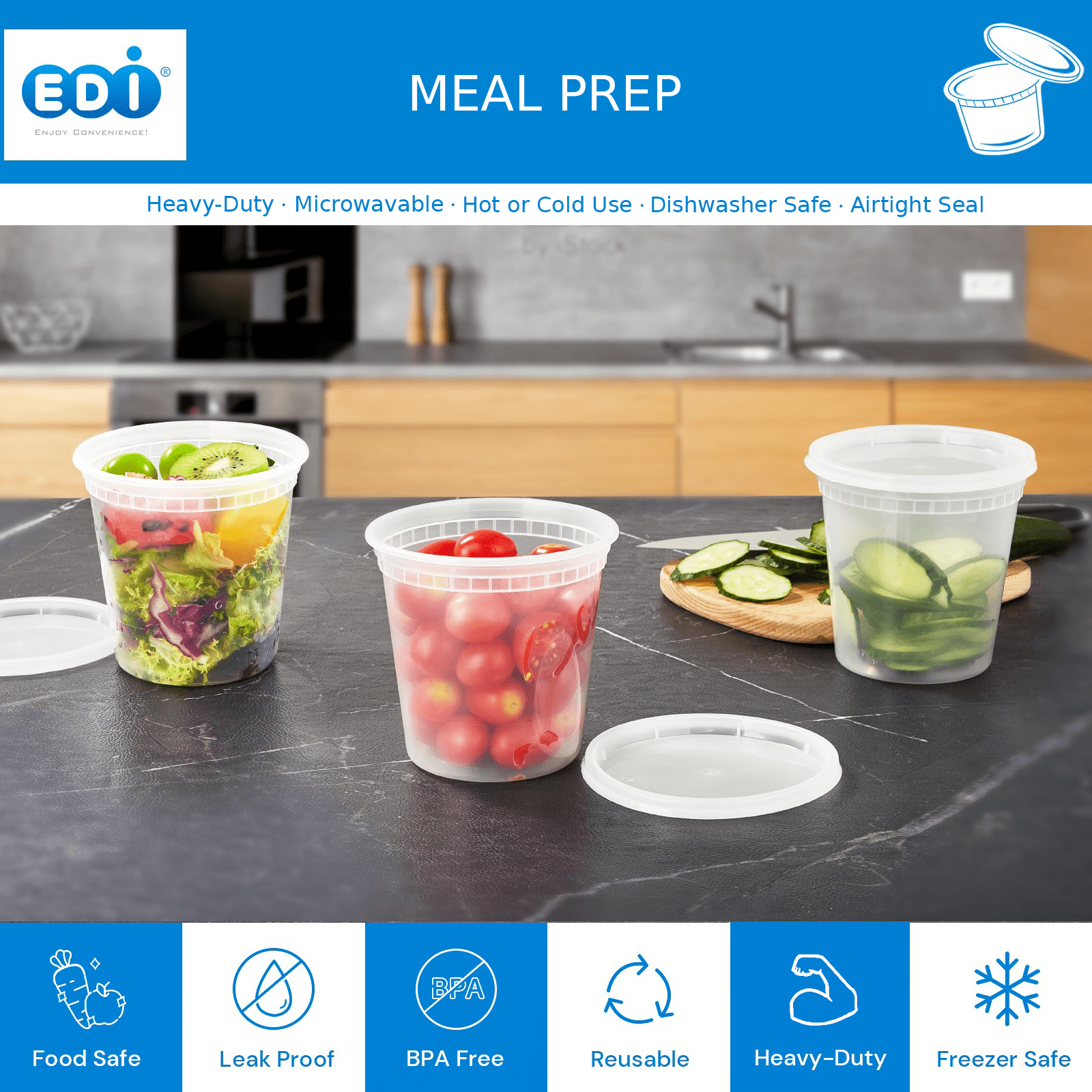 Clear Deli Food Storage Containers With Lids Tamper evident security system  and easy stackable and space saver shape Restaurant Take Out/ Freezer  microwave and dishwasher safe – 8 Oz. – 25 sets – Decony