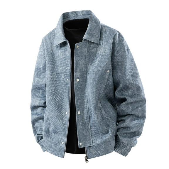 M-4X Plus Size Jackets for Men Big & Tall Coats with Pockets Mens Trendy Long Sleeve Zip Up Collared Warm Office Work Outerwear Jacket