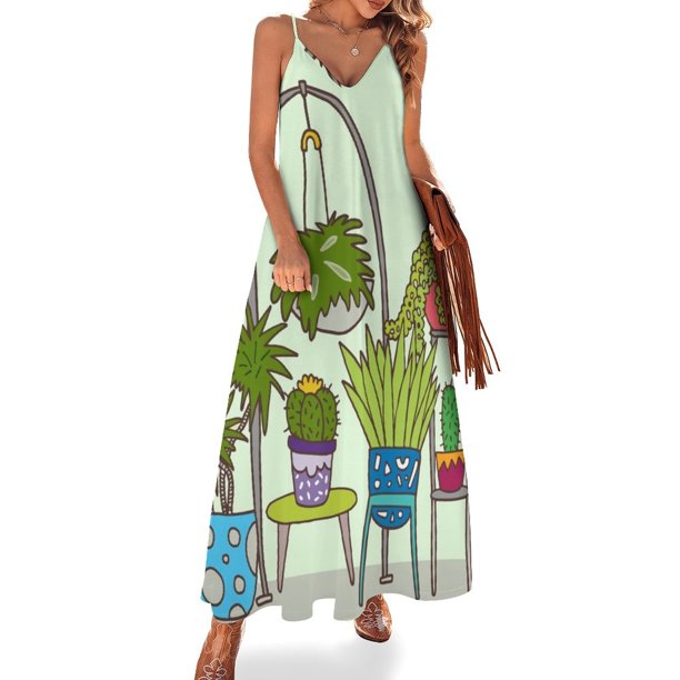 Vestido sin mangas con diseño de plantas, vestido de cumpleaños para mujer, elegante y chic, vestidos de mujer, promoción