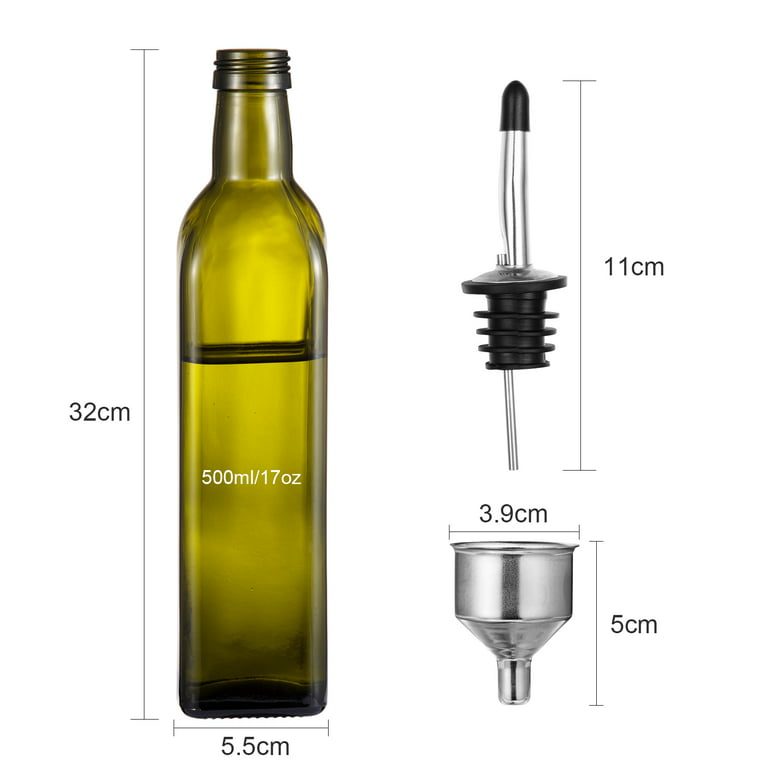 RW Base 17 oz Black Glass Olive Oil Dispenser - with Stainless