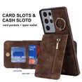 thumbnail image 4 of Nalacover for Samsung S21 Ultra, Wallet with RFID Credit Card Holder and Zipper Pocket,Drop Protection Flip Cover Ring Holder Kickstand with Double Magnetic Clasp for Samsung Galaxy S21 Ultra, Brown, 4 of 10