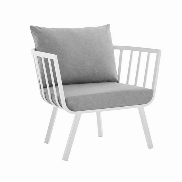 Modway Riverside Outdoor Patio Aluminum Armchair in White/Gray