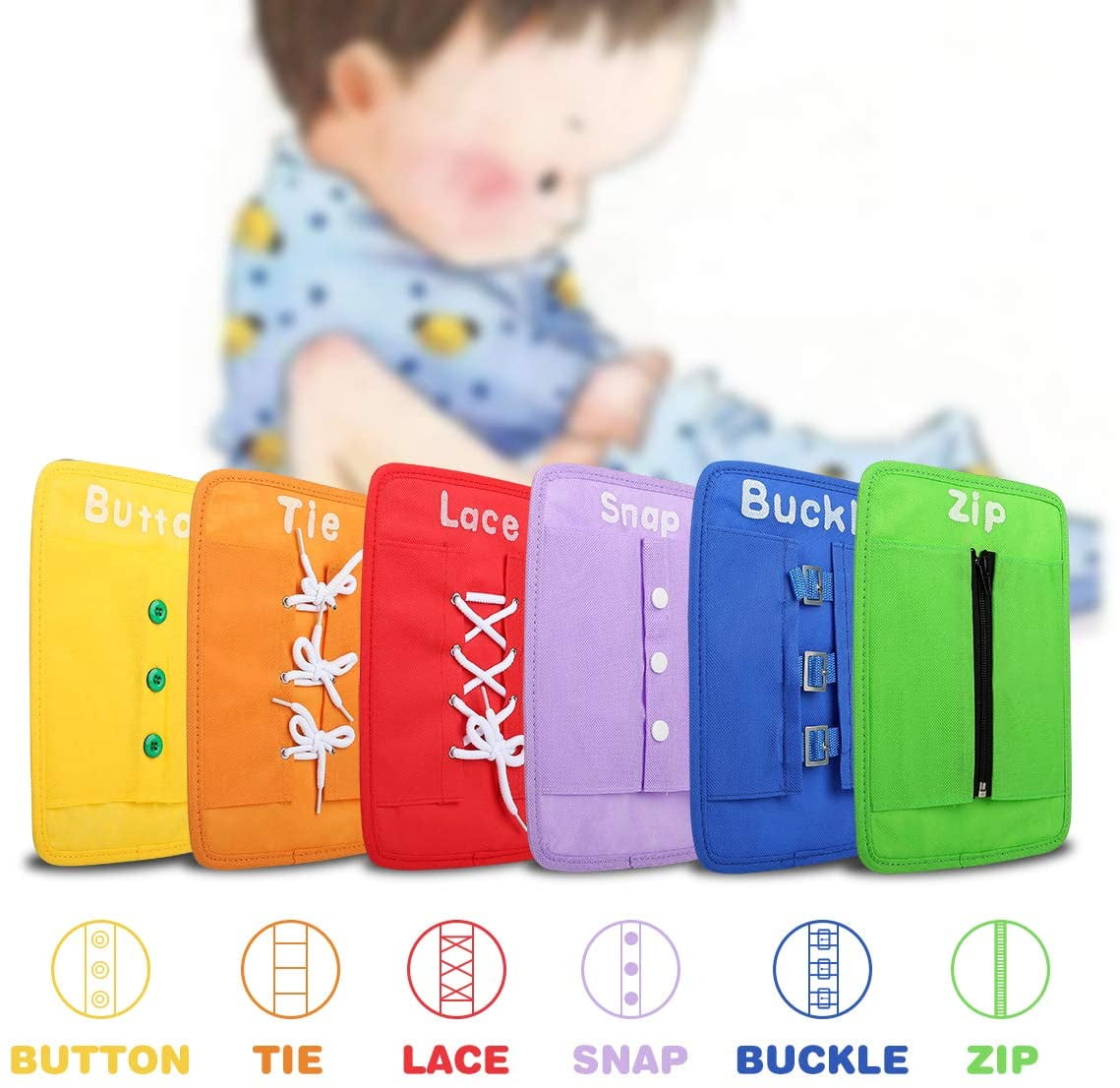 Montessori Toys Early Learning Basic Life Skills Busy Board Learn