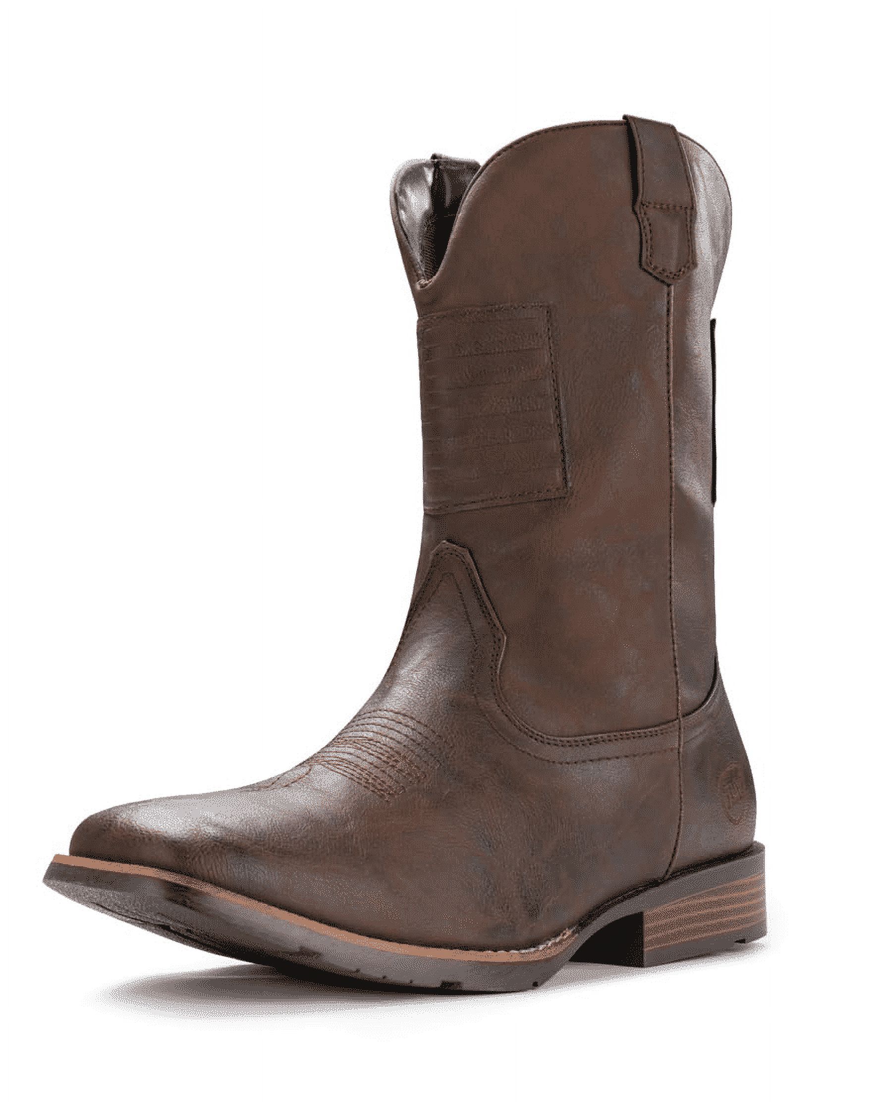 Iuv Men's Shoes Cowboy Boot Mid Calf, Medium Cuban Square Toe Bronze
