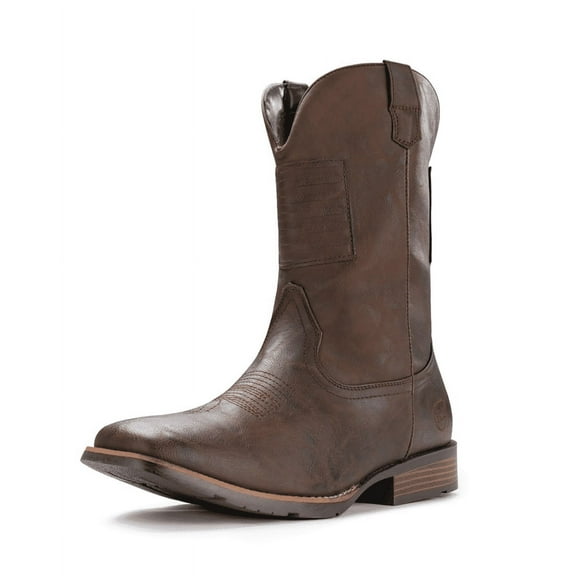 Iuv Men's Shoes Cowboy Boot Mid Calf, Medium Cuban Square Toe Bronze