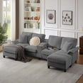 thumbnail image 6 of Eyisean 120" Modular Sectional Sofa with Storage & USB Ports, Modern U Shaped Cloud Sectional Couch With Cup Holders & Large Capacity Storage, 4-Seater Oversized Corduroy Sofa Couches for Living Room, 6 of 10