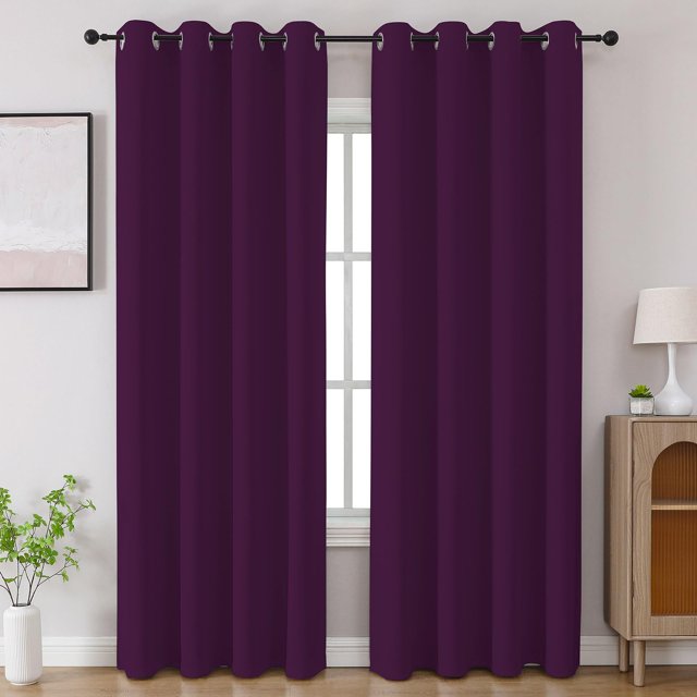 CUCRAF Cortinas opacas moradas de 95 pulgadas de largo, 2 paneles, juego de cortinas y cortinas para oscurecer la habitación, sala de estar, dormitorio, aislamiento térmico, cortina de ventana con oja