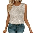 thumbnail image 4 of Staron Women's Casual Sequin Tank Top Round Neck Sleeveless Solid Basic Comfy Relaxed Party Night Out Club Tops, Silver L, 4 of 7