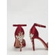 thumbnail image 2 of opean And American Style Luxurious & Women's Shoes, Stiletto High Heels With Metal Flower Decoration, Pointed Toe Satin Ankle Strap Sandals, L, 2 of 4