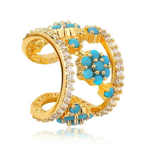 GDCOIN Turquoise Ear Cuff 14K Gold Plated Simple Everyday Jewelry for Women