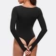 thumbnail image 4 of BLVB Women's Square Neck Long Sleeve Bodysuit Basic Tee Thong Bodysuits Soft Causal Tops, 4 of 4