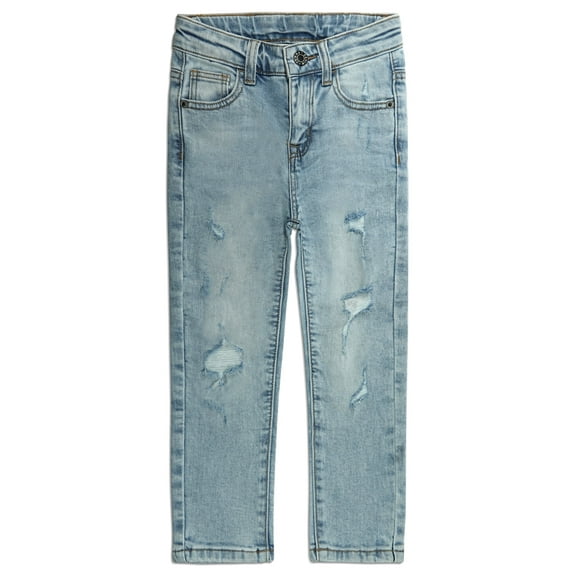 KIDSCOOL SPACE Boys Jeans,Little Boy Elastic Band Inside Ripped Soft Slim Denim Pants,6-7 Years