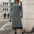 thumbnail image 4 of Vestido recto de rayas, nuevo vestido ajustado de color liso, vestido largo de moda para otoño e invierno, vestido de lana con mangas largas, 4 of 5