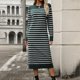 thumbnail image 4 of Vestido recto de rayas, nuevo vestido ajustado de color liso, vestido largo de moda para otoño e invierno, vestido de lana con mangas largas, 4 of 5