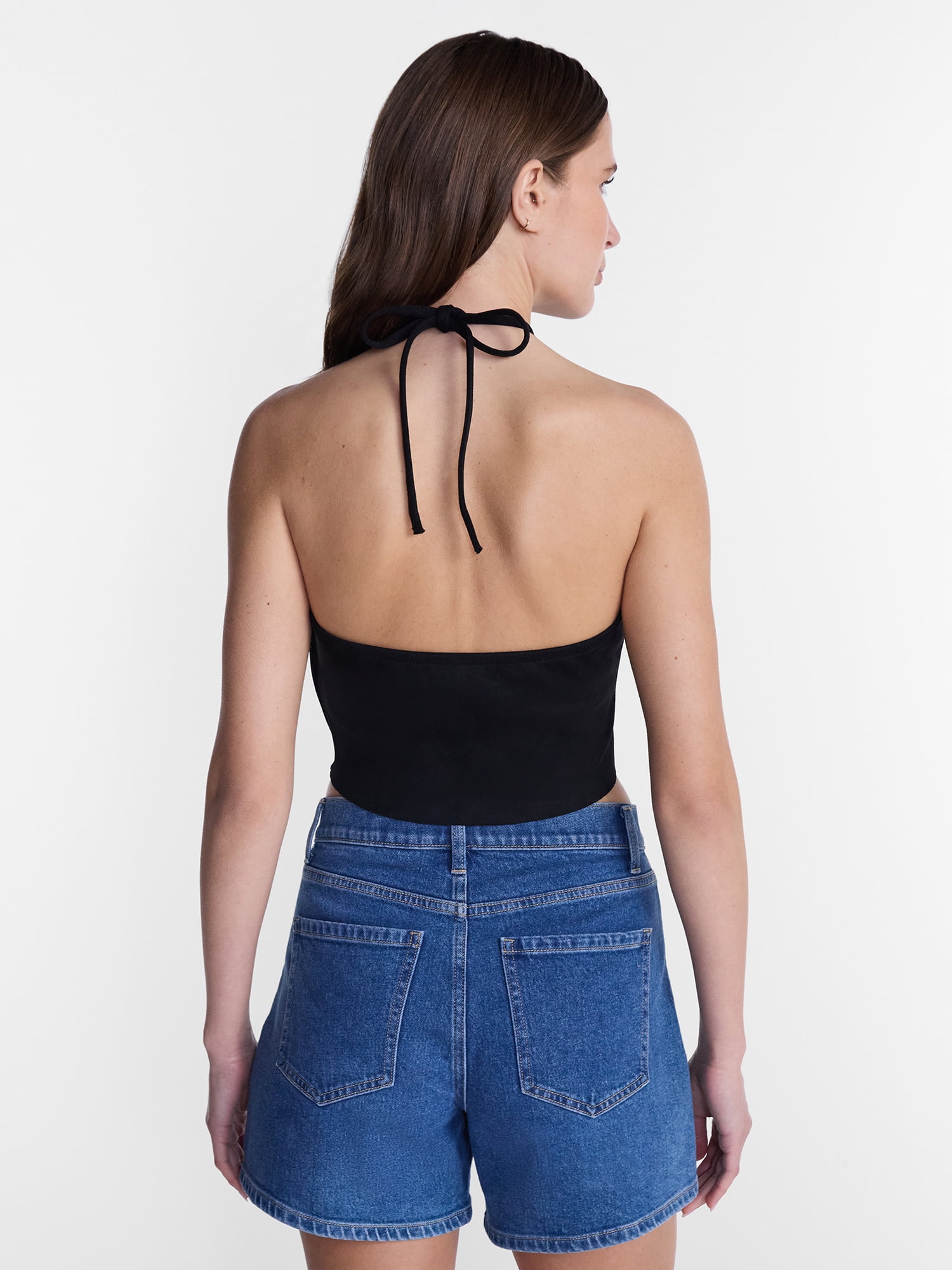 Madden NYC Women’s Faux Suede Hanky Hem Halter Top, Sizes XXS-XXL