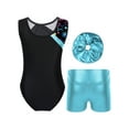 thumbnail image 2 of Manyakai Kids Girls 3Pcs Gymnastics with Shorts Headband Set Sleeveless Ballet Leotard Dance Biketard Blue Green 12, 2 of 5