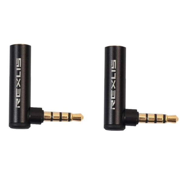 Conector adaptador en ángulo recto macho a hembra de 90 grados, 3,5mm, 2 uds.