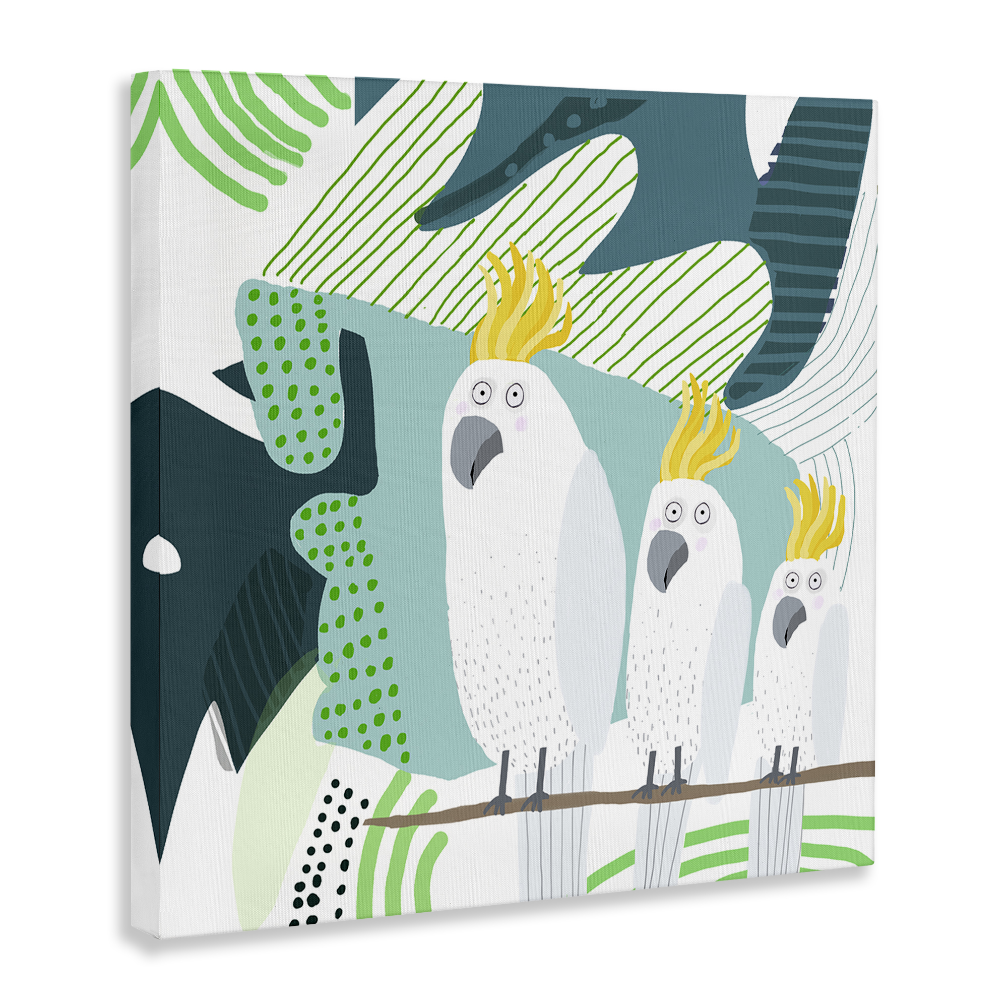 Stupell Industries Whimsical Patterned Cockatoo Animals Painting Wrapped Canvas Art Print Wall Art, 36 x 36