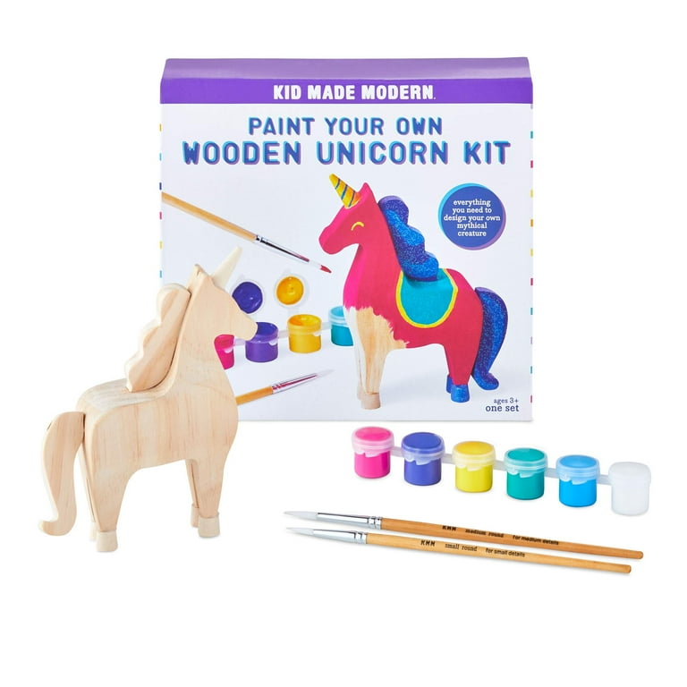 Kid Made Craft Kit Modern Paint Your Own Unicorn Kit Wooden Sculpture Blank Canvas Ages 3 and Up