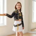 thumbnail image 2 of G'irl's Costume Set for Halloween, Black & Gold Idol Stage Cosplay Outfit for Performance Accessories, Skirt & Top, 2 of 4