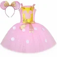 thumbnail image 2 of Vestido de tutú de Minnie rosa para niñas pequeñas, vestido de princesa de tul con lunares y purpurina de dibujos animados, disfraz de Cosplay para fiesta de cumpleaños de Halloween para niños, 2 of 5