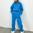 thumbnail image 3 of Usmixi Sweatsuits Set for Women Half Zip Pullover Sweatshirt Lounge Sets for Women Sports 2 Piece Outfits Set Casual Solid Elastic Waist Jogger Pant Lounge Sets with Pocket Holiday, 3 of 3