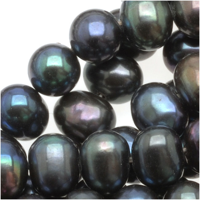 16 inch strand approx Peacock Potato Pearls 5mm