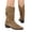 Light Brown, variant on Women Western Cowboy Boots, Metal Buckle Strap Pointed Snip Toe Stacked Low Block Heel Mid Calf Booties, Outdoor Concert Festival Casual Cowgirl Calf Boots Black 36