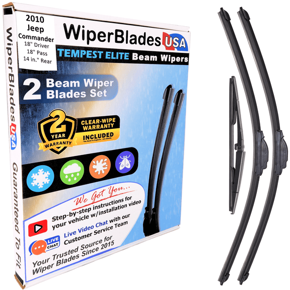 2010 Jeep Commander Beam Wiper Blades Wipers w/2yr Warranty (Set of 3) w/Rear Wiper