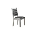 thumbnail image 3 of Silver Finish Wood Dining Chairs Set of 2pc, Cushion Seat Back Faux Leather Modern Traditional, 3 of 9
