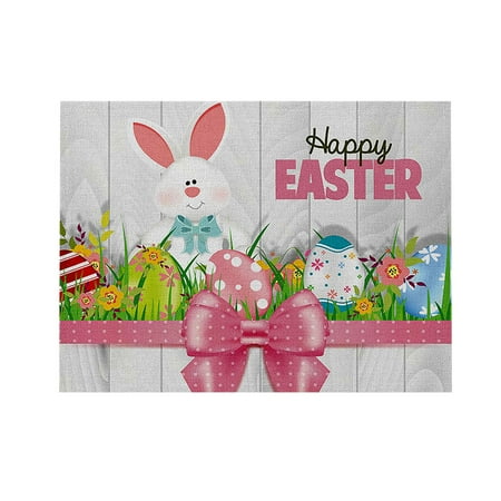 

Clearance!Lssam Placemats Placemats Set Of 6 1PC Easter Kitchen Waterproof Insulation Cotton And Linen Western Placemat