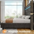 thumbnail image 6 of Merluxy King Bed Frame with LED Lights Charging Station,Corduroy Upholstered Platform Bed Frame with 60" Tall Wingback Headboard/Grey, 6 of 8
