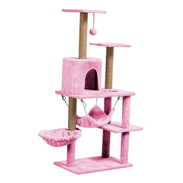 MERIGLARE Cat Tree Cat Furniture Exercise Multi Layer Activity Center Furniture Condo pink