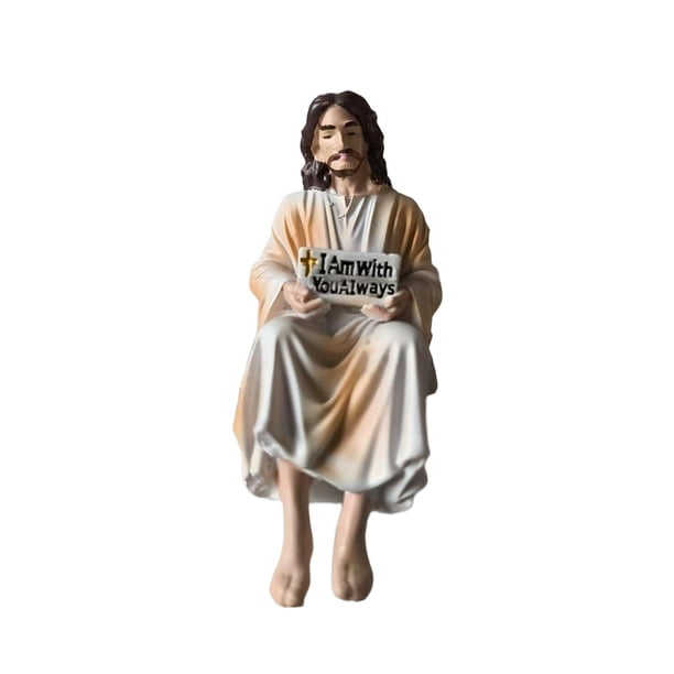 Estatua de Jesús, figura de Jesús, artesanía de resina, regalo religioso, adorno pintado a mano, escultura para decoración de estantes de tablero. S