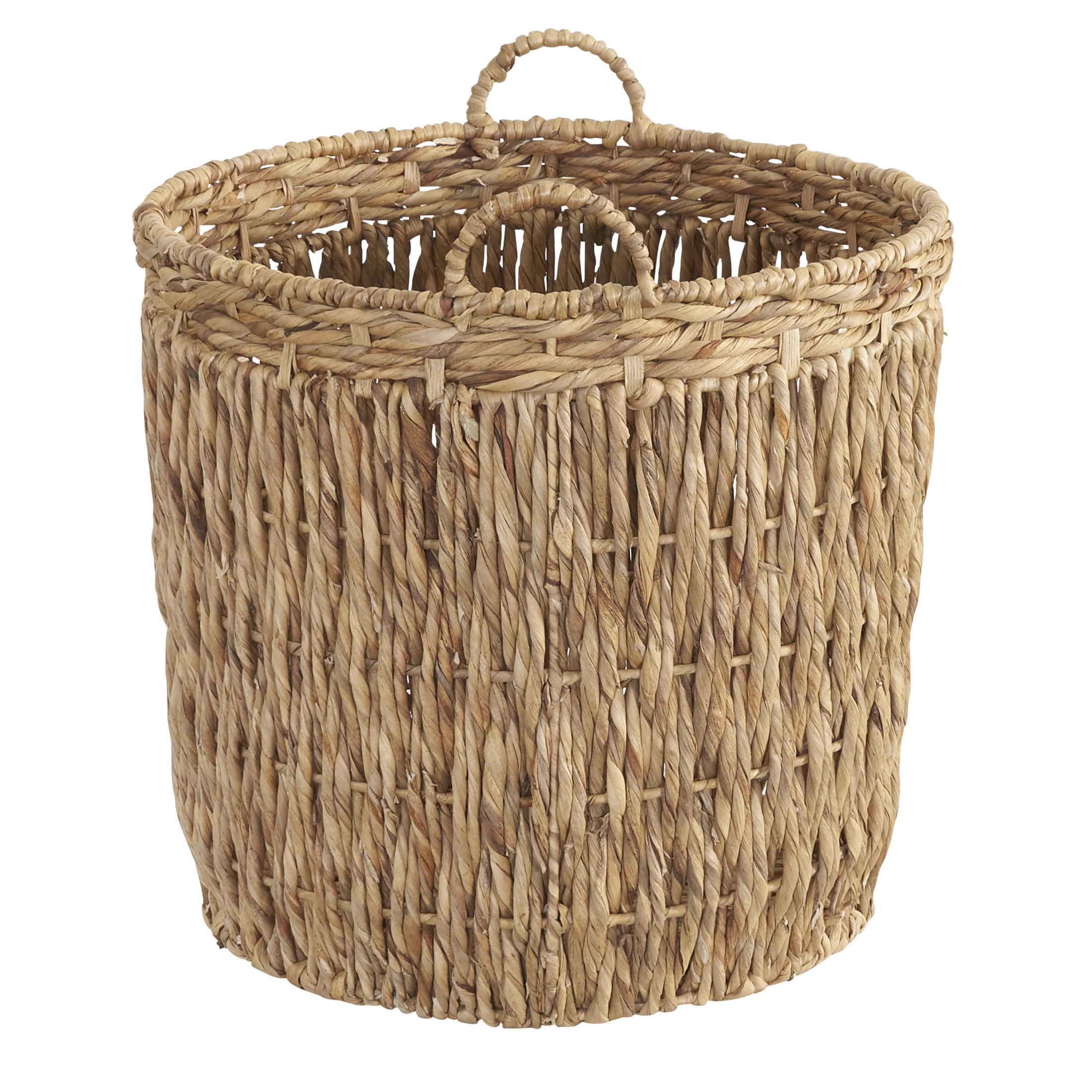 Household Essentials Tall Wicker Floor Basket, Woven Decorative Basket with Handles, Handmade, Great for Laundry and Storage, Natural