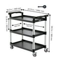 thumbnail image 3 of KFFKFF Service Trolley, Carrying Capacity of 500 lbs, Three-Level Plastic Trolley with 360° Rotating Wheels (2 Braked), Dimensions 31.1 x 19.3 inches, Suitable for Warehouses, Offices, Homes, 3 of 9