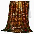 thumbnail image 2 of Whimsical holiday cottage Baker Scene Festive Holiday Kitchen, Festive Holiday Scene, Warm Flannel Blanket for Living Room and Family Room, Art Lovers Christmas Gift, Festive Home Decor, 2 of 9