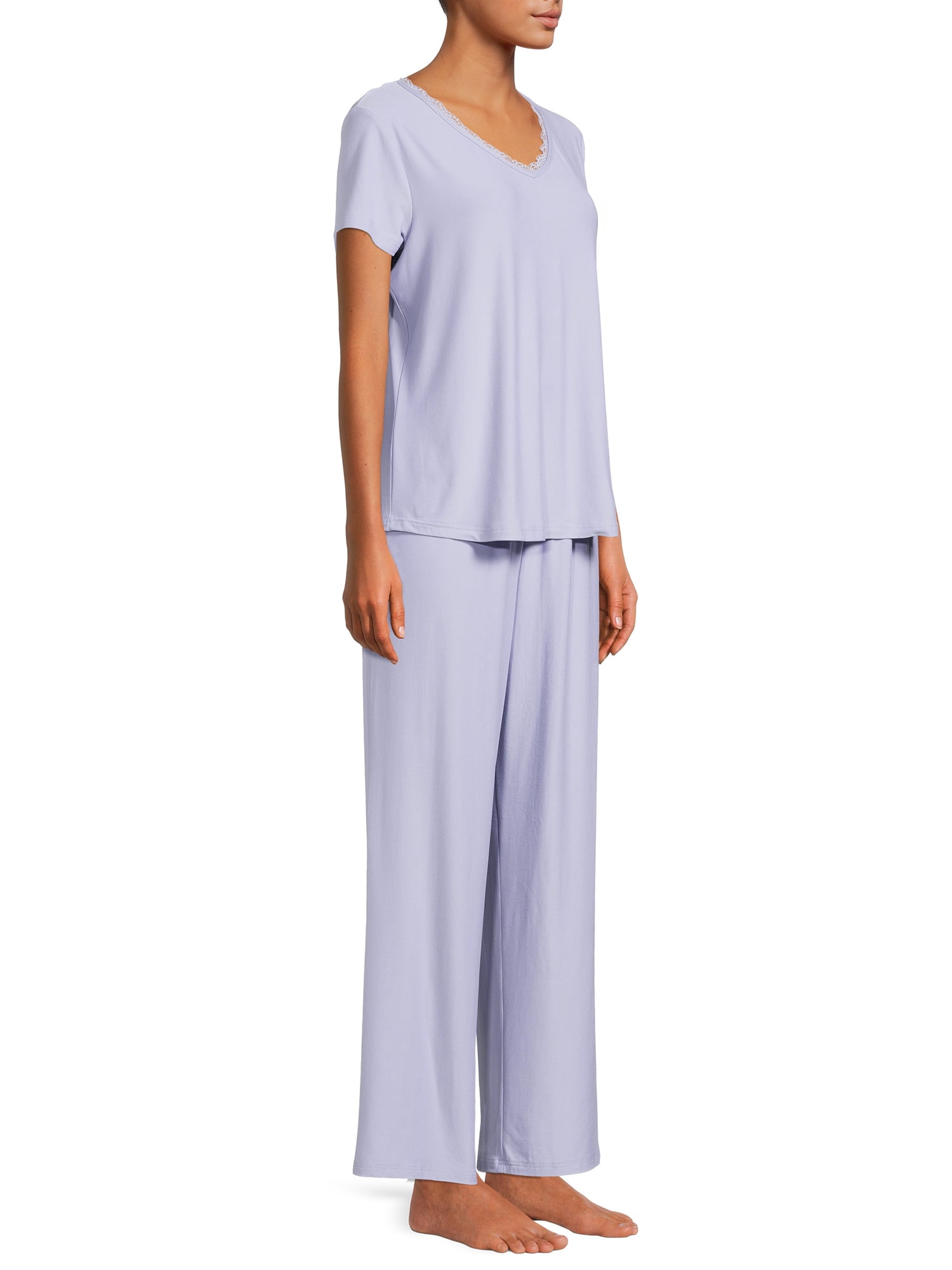 Short Sleeve Top with Lace and Pants 