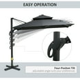 thumbnail image 4 of 10ft Offset Patio Umbrella, Hanging Cantilever Umbrella, Square Shape, Aluminum Cross Base, Tilt, 360-Degree Rotation, Gray, 4 of 5