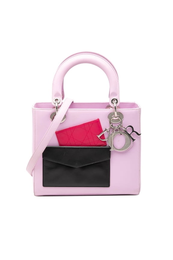Pre-Owned Christian Dior Dior Lady Pocket Handbag Shoulder Bag 2WAY 01-BO-0174 Pink Multicolor...