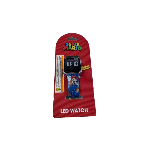 Super Mario Digital LED Watch w/ 16bit Character Rubber Strap, Boys, Kid