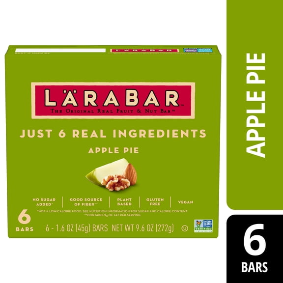 Larabar Apple Pie, Fruit and Nut Bars, Gluten Free and Vegan, 6 Count, 9.6 oz