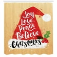 thumbnail image 3 of Ambesonne Christmas Shower Curtain, Joy Love Peace Believe, 69"Wx70"L, Pastel Brown Vermilion, 3 of 3